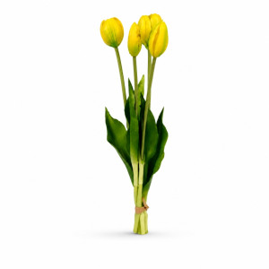 Essential artificial YELLOW tulip flowers, often designed for durable and maintenance-free home decoration – Green & Yellow (40cm)