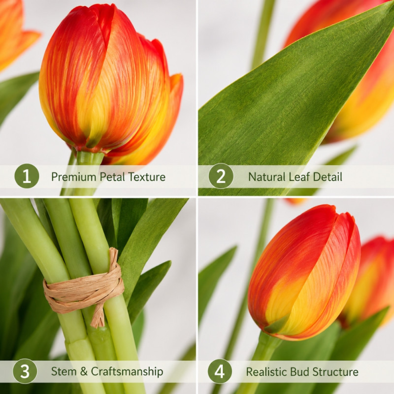 Trustworthy artificial red tulip flowers, often designed for durable and maintenance-free home decoration – Green & Red (40cm)
