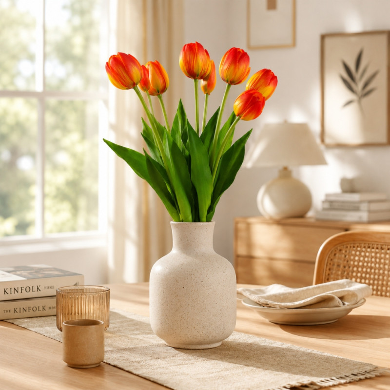Trustworthy artificial red tulip flowers, often designed for durable and maintenance-free home decoration – Green & Red (40cm)