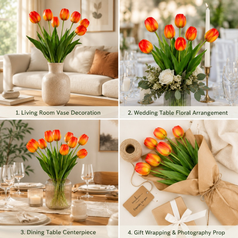Trustworthy artificial red tulip flowers, often designed for durable and maintenance-free home decoration – Green & Red (40cm)