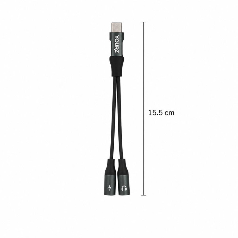 2-in-1 Type-C Splitter Adapter – Black (15.5cm)
