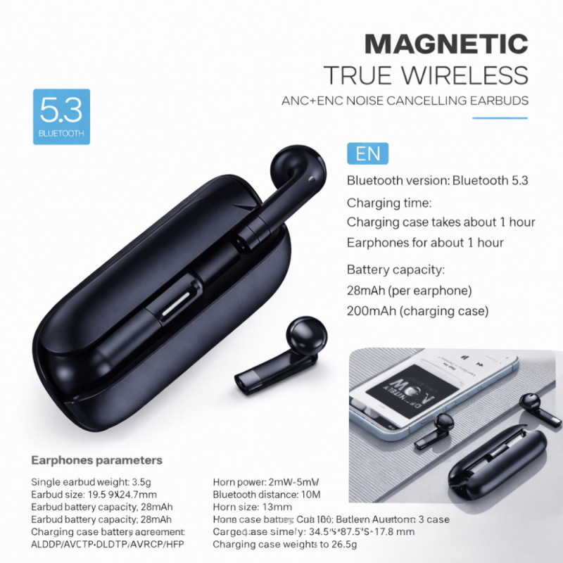 Magnetic True Wireless Earbuds