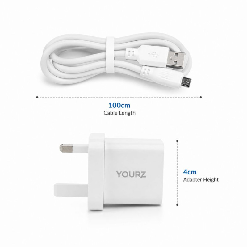 YOURZ Z31 2-Port Fast Wall Charger with Micro-USB Cable – White