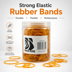 Professional Black Rose Strong Elastic Rubber Bands – Mustard Heavy-Duty Latex (Item 258M-875)