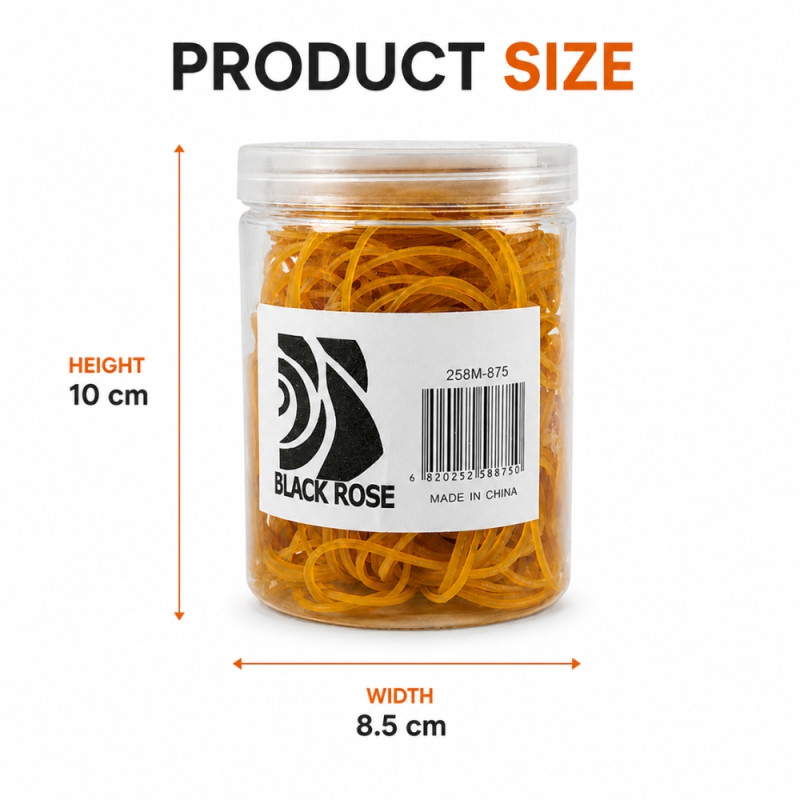 Professional Black Rose Strong Elastic Rubber Bands – Mustard Heavy-Duty Latex (Item 258M-875)