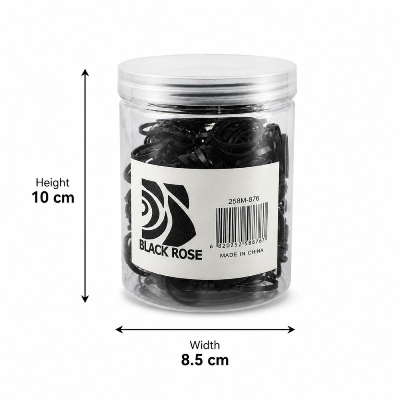 Professional Black Rose Strong Elastic Rubber Bands – Black Heavy-Duty Latex (Item 258M-875)