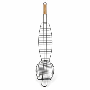 Professional Stainless Steel Fish Grilling Basket – Heavy-Duty Silver Seafood Grill (14x42cm) Professional Stainless Steel Fish Grilling Basket – Heavy-Duty Silver Seafood Grill (14x42cm)