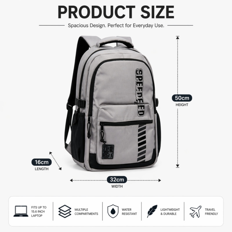 Urban Explorer High-Capacity Backpack – Soft Cloud Grey (50cm)