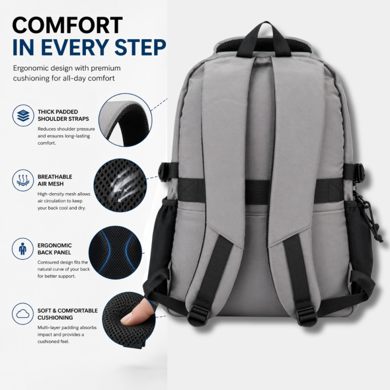 Urban Explorer High-Capacity Backpack – Soft Cloud Grey (50cm)
