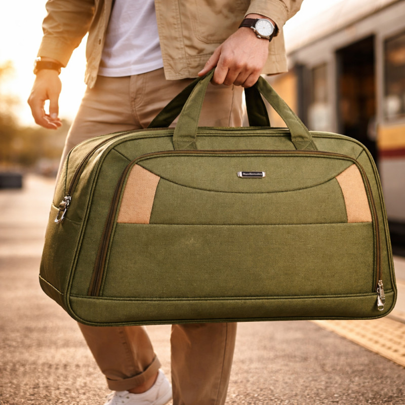 Dark Green Multi-Pocket Travel Duffle Bag – 60cm