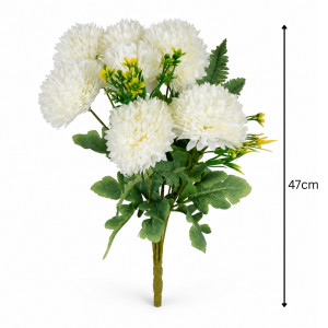 Ultra Hold Artificial Mum Bush Designed for Home Décor &amp; Event Styling – White (H-47cm)