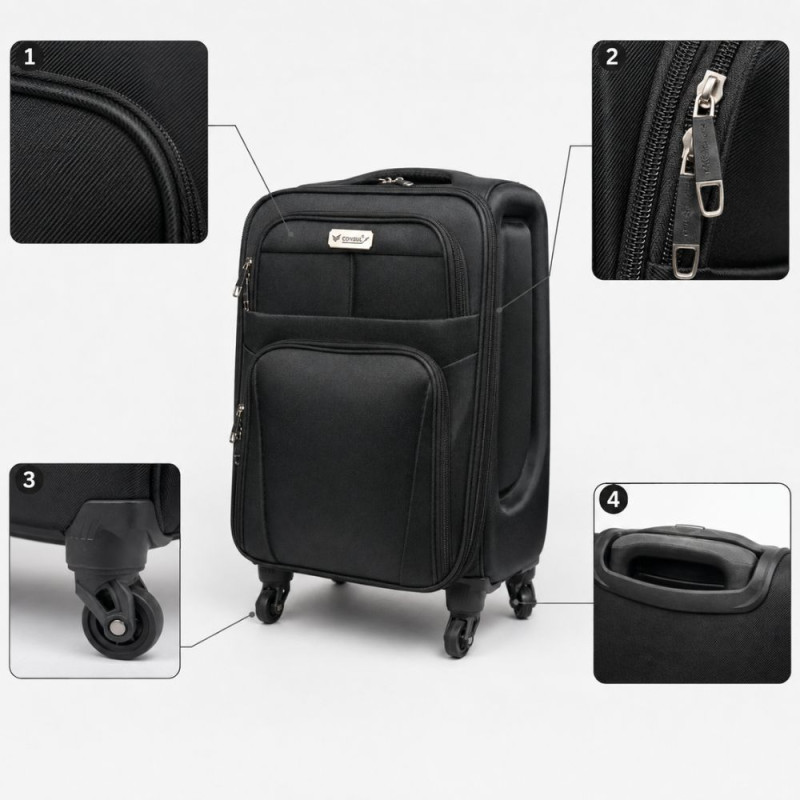 Black Rolling Trolley Suitcase -66cm