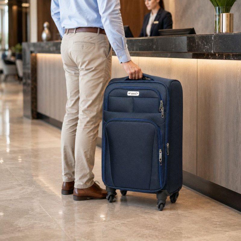 Blue Rolling Trolley Luggage - 66cm