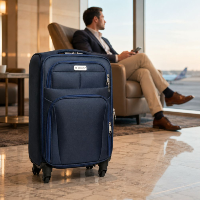 Blue Rolling Trolley Luggage - 66cm