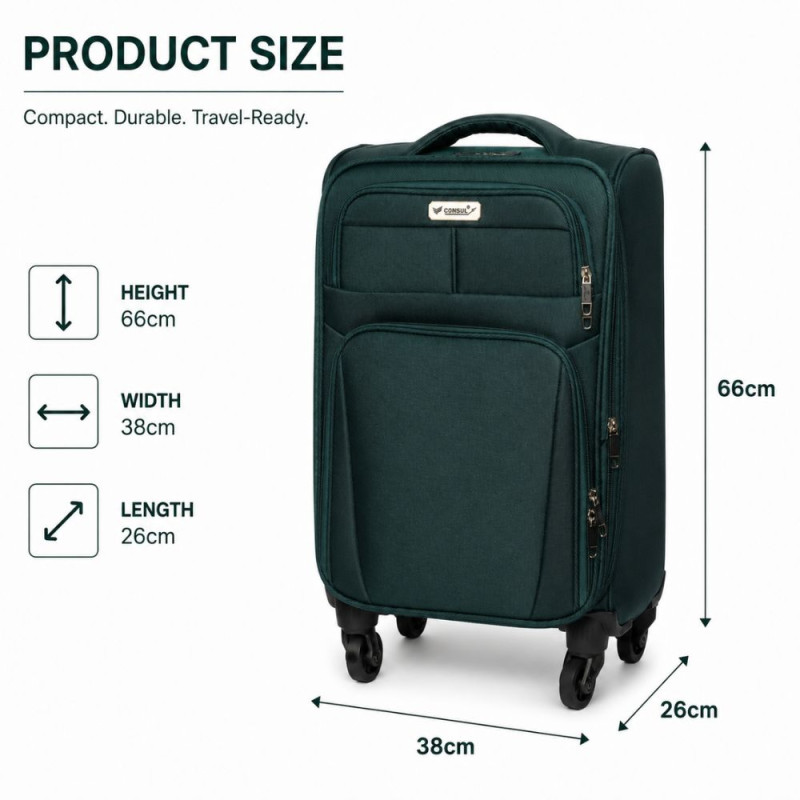 CONSUL Green Trolley Luggage - 66cm