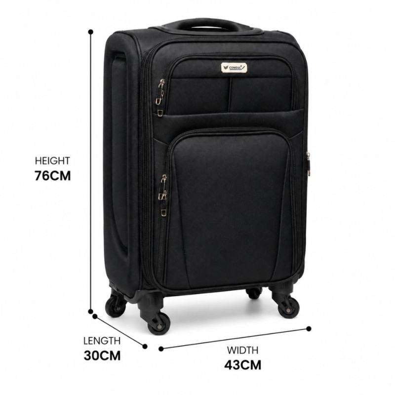 Consul Black Travel Luggage - 76cm