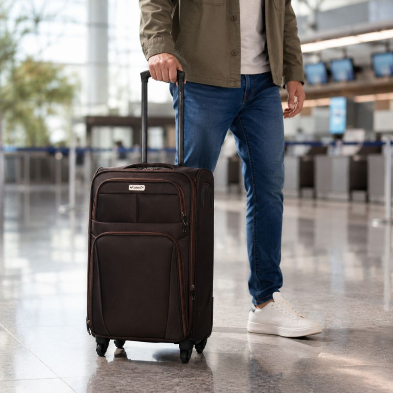 Brown Trolley Suitcase -56cm
