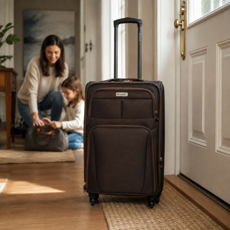 Brown Trolley Suitcase -56cm