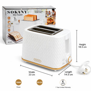 Slice Toaster – White (H:18.5cm X W:23cm X L:14.5cm)