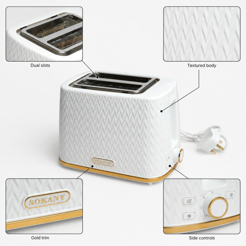Slice Toaster – White (H:18.5cm X W:23cm X L:14.5cm)