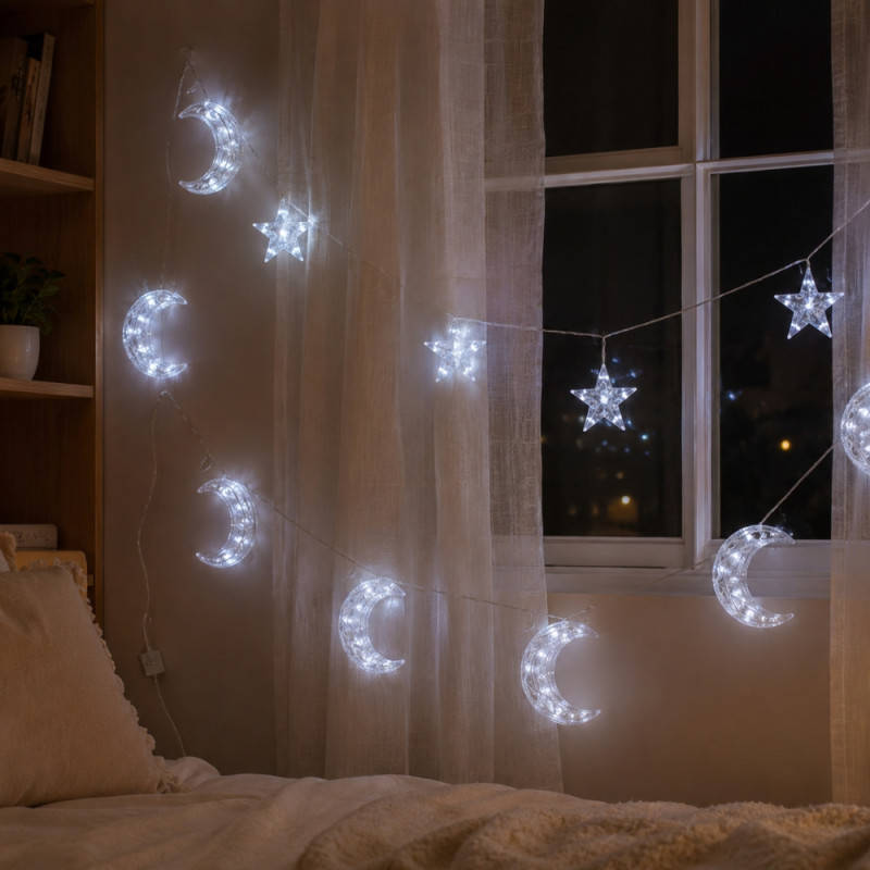 LED Moon and Star String Lights – Clear