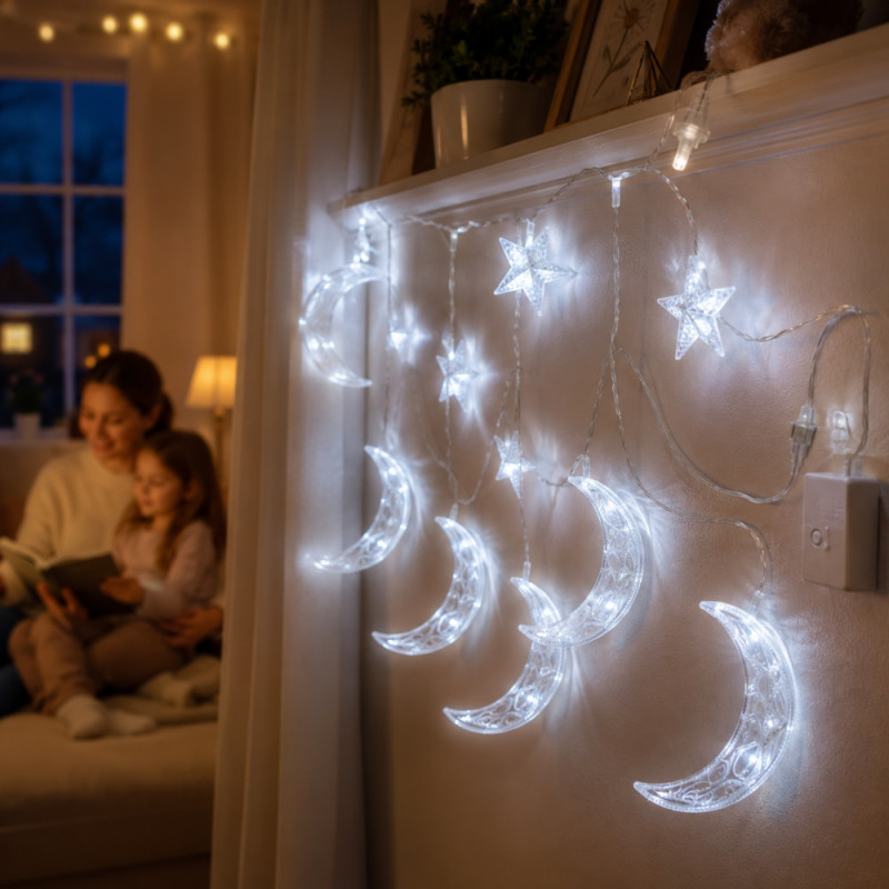 LED Moon and Star String Lights – Clear