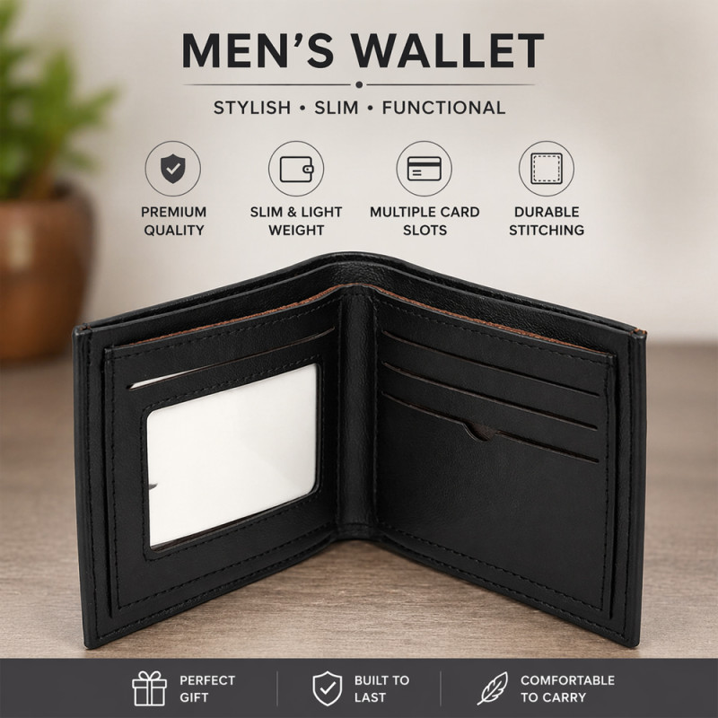 Men Bifold Wallet With Id Window
