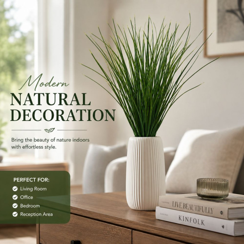 Stylish Long Leaf Grass – Green Premium Quality (45.5 x 25.5 x 20 cm)