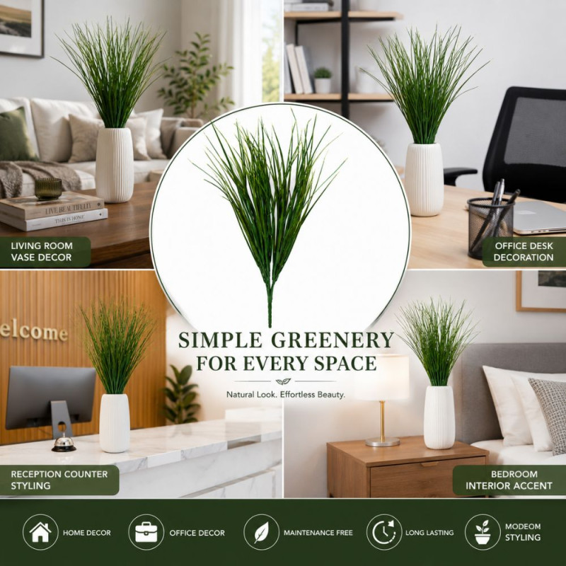 Stylish Long Leaf Grass – Green Premium Quality (45.5 x 25.5 x 20 cm)