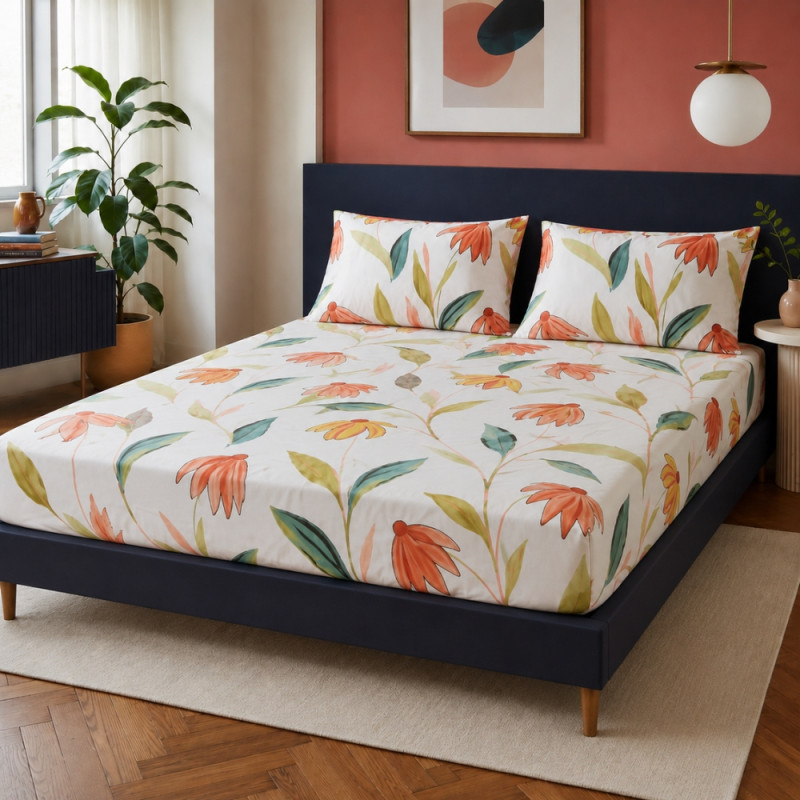 Mosaic Mix Three-piece Bed Sheet Designed for Modern Living &amp; Home Comfort – Multi Color (3 PCS)