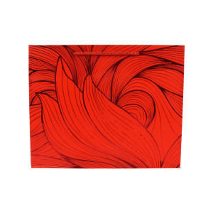 Vibrant Red Abstract Wave Premium Paper Gift Bag – 32cm