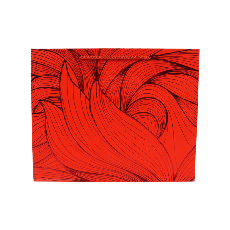 Vibrant Red Abstract Wave Premium Paper Gift Bag – 32cm