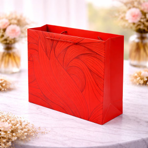 Vibrant Red Abstract Wave Premium Paper Gift Bag – 32cm Vibrant Red Abstract Wave Premium Paper Gift Bag – 32cm
