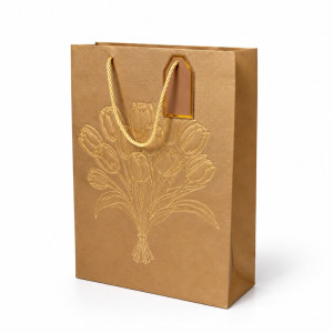 Luxury Gold Floral Paper Gift Bag – Elegant Botanical Design (40cm) Luxury Gold Floral Paper Gift Bag – Elegant Botanical Design (40cm)