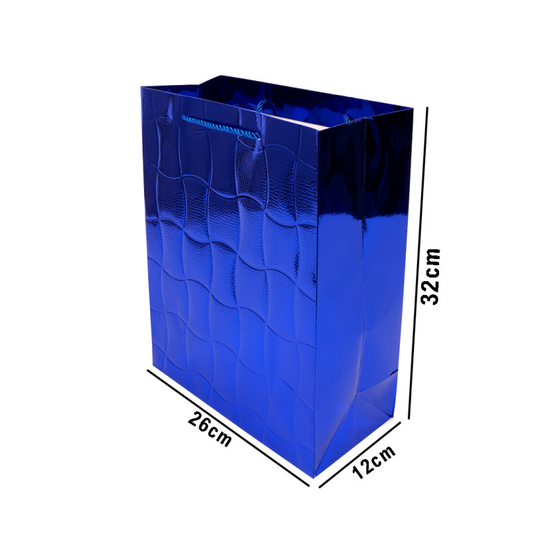 Royal Blue Metallic Geometric Textured Gift Bag – 32cm