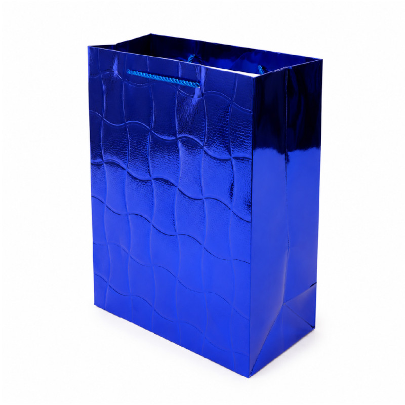 Royal Blue Metallic Geometric Textured Gift Bag – 32cm