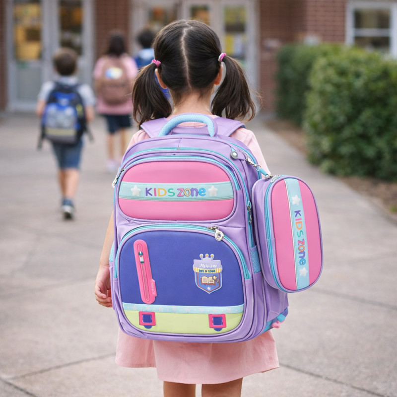 Kids 3-Piece Essential School Set, Backpack, Lunch Bag & Pencil Case – Enchanted Lavender
