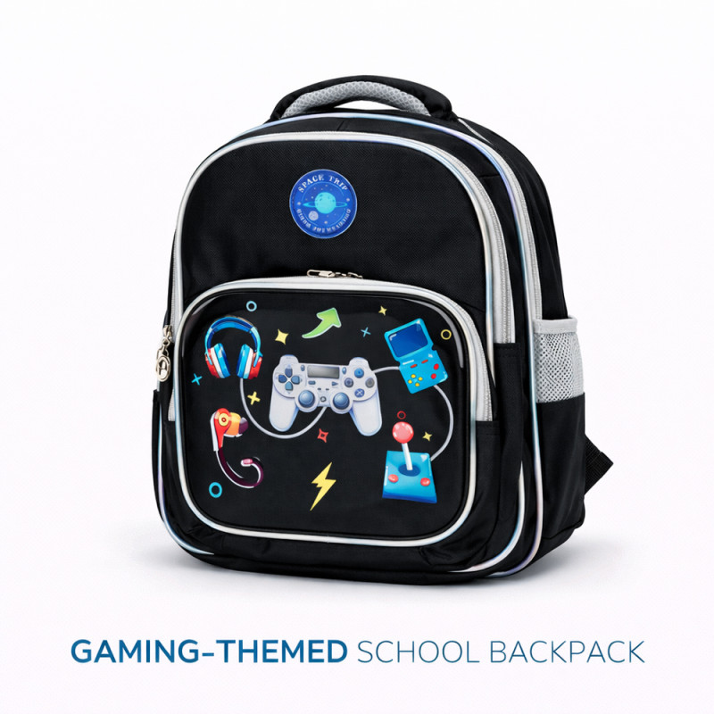 Pro-Gamer Gear Backpack – Midnight Black Gaming Edition (34cm)