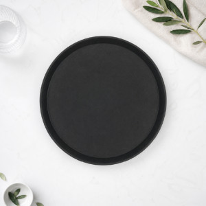 Professional Round Non-Slip Service Tray – Black (35x35cm) Professional Round Non-Slip Service Tray – Black (35x35cm)