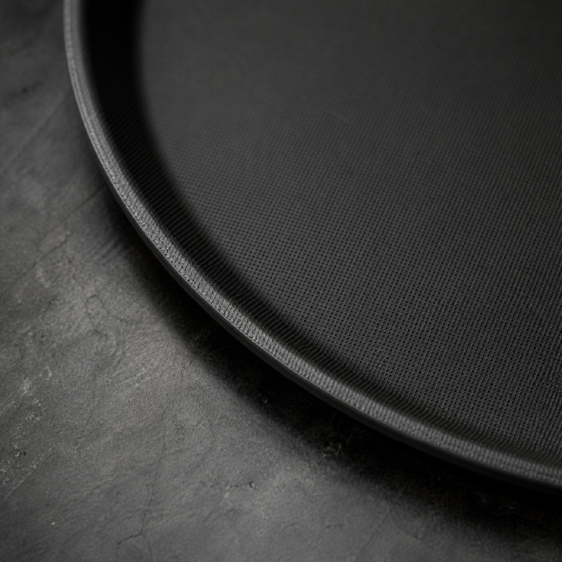 Professional Round Non-Slip Service Tray – Black (35x35cm)