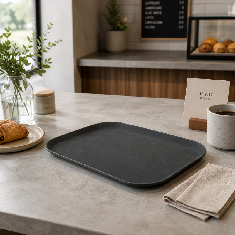 Rectangular Non-Slip Service Tray – Black (40x30cm)