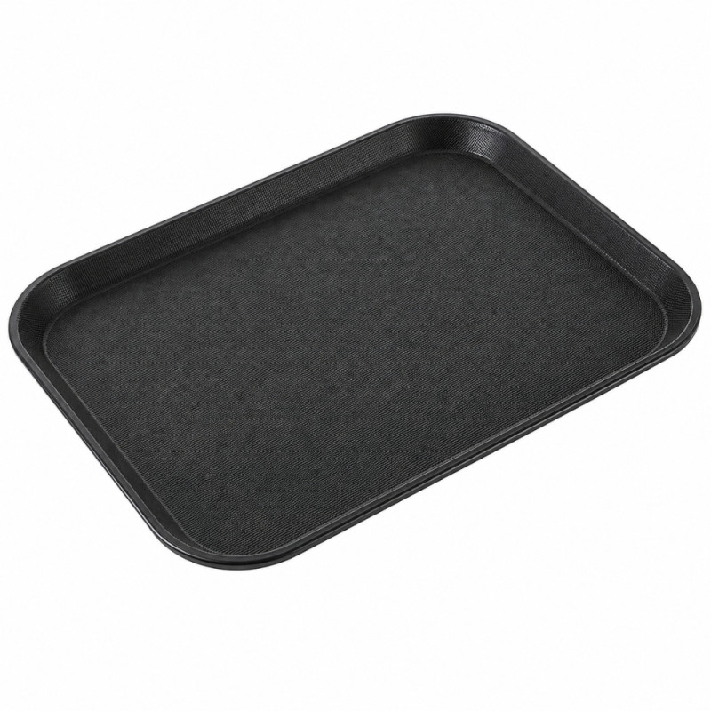 Professional PP Black Fast Food Serving Tray – Non-Skid Design (36cm)