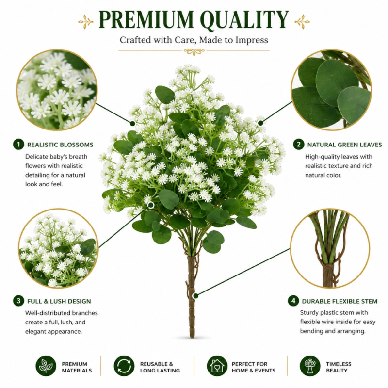Trendy Charm Artificial Flower Designed for Home Décor &amp; Event Styling – White (H-41 CM)