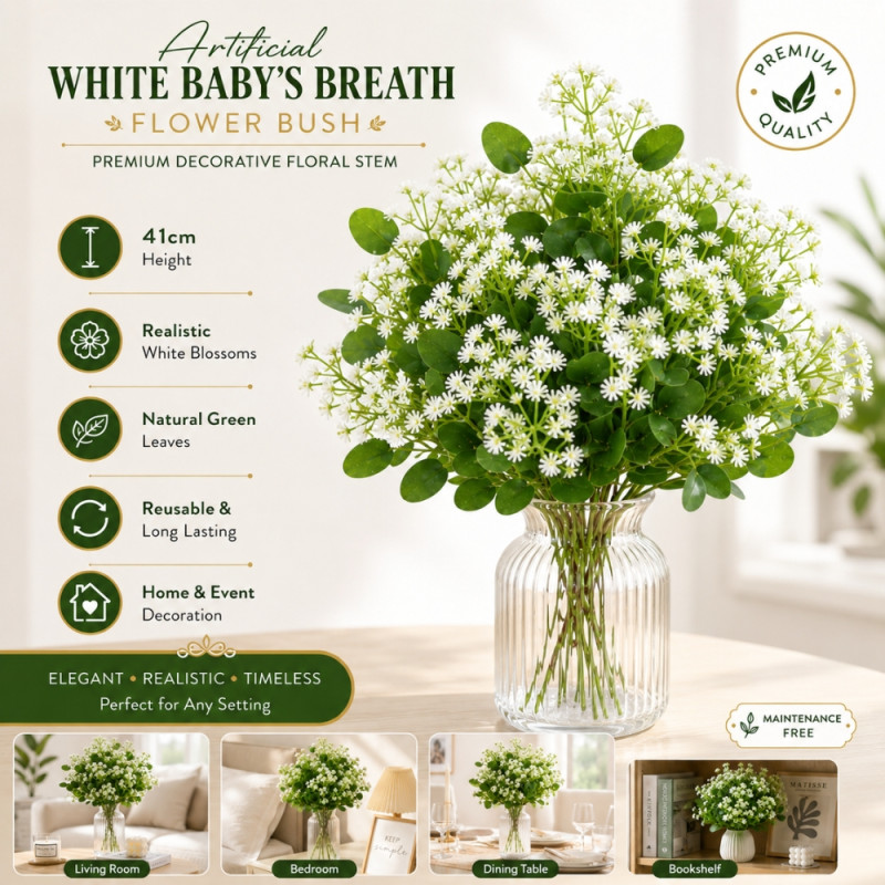 Trendy Charm Artificial Flower Designed for Home Décor &amp; Event Styling – White (H-41 CM)