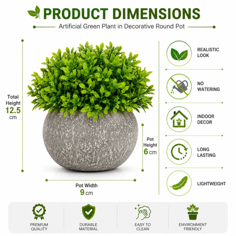 Timber Craft Artificial Flower Designed for Home Décor &amp; Event Styling – Green (H-12.5, W-9 CM)