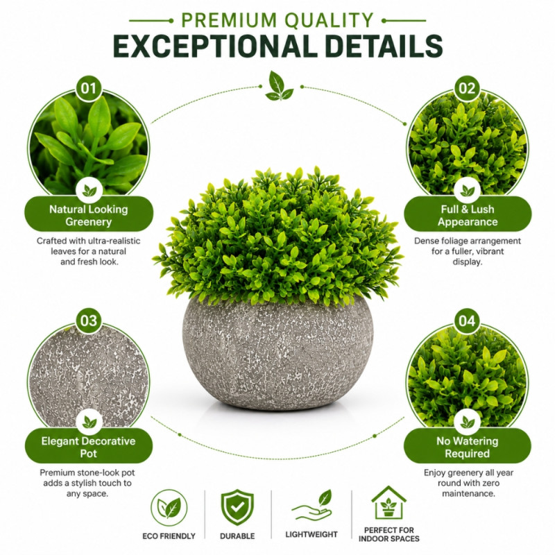 Timber Craft Artificial Flower Designed for Home Décor &amp; Event Styling – Green (H-12.5, W-9 CM)