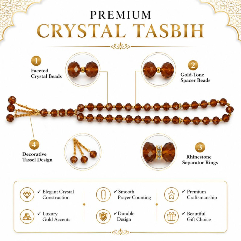 Deluxe Tasbih – Brown Premium Quality (27 cm)