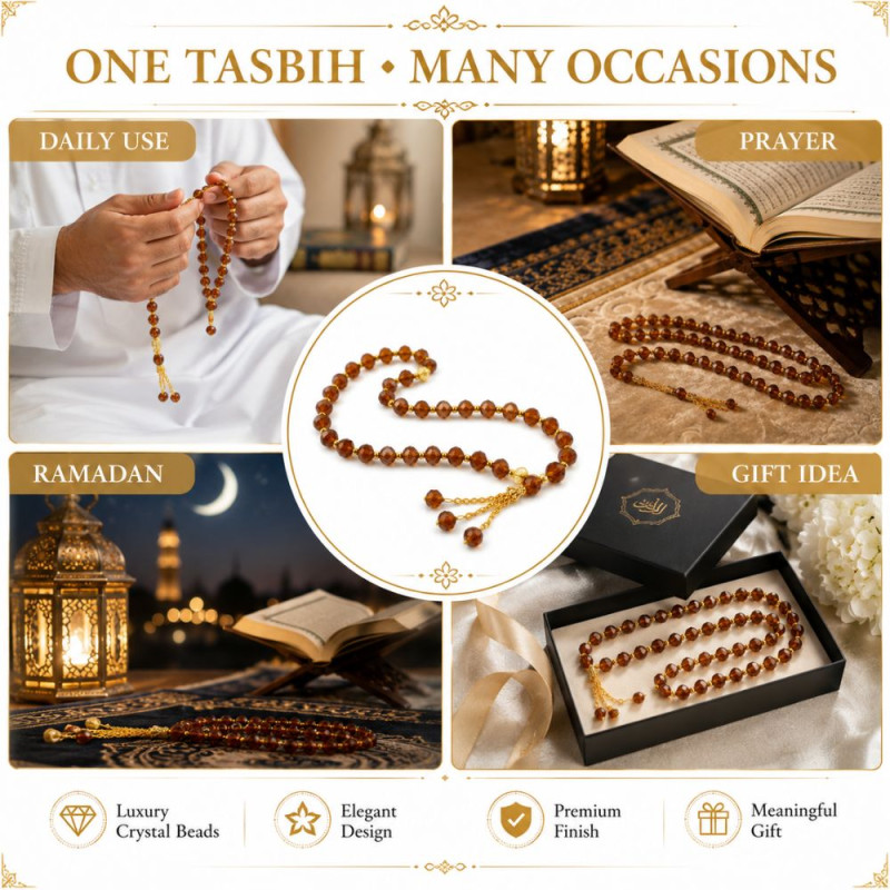 Deluxe Tasbih – Brown Premium Quality (27 cm)