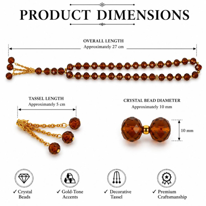 Deluxe Tasbih – Brown Premium Quality (27 cm)