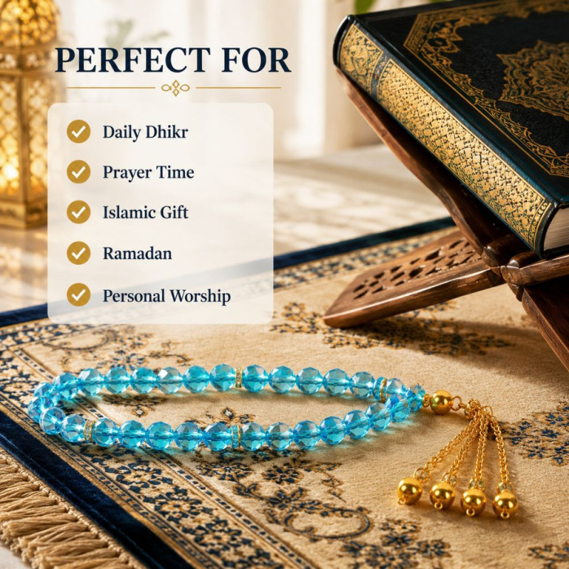 Essential Tasbih – Cyan Premium Quality (25 cm)